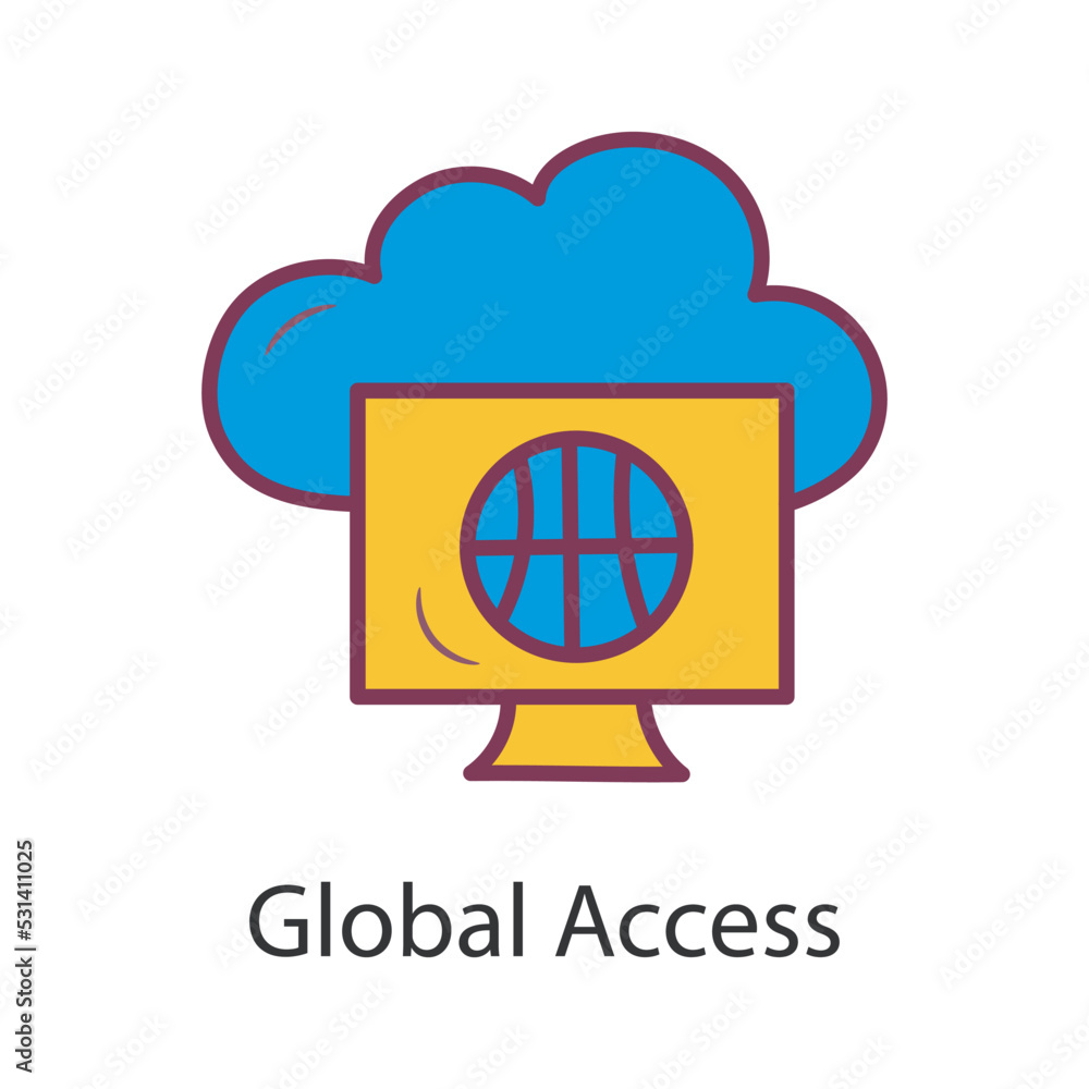 Poster global access filled outline icon design illustration. data symbol on white background eps 10 file