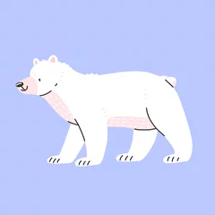 Foto op Canvas Cute polar bear in cartoon style is standing. Isolated illustration with an animal. © Ekaterina Chemakina
