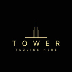 luxury and minimalist high building tower logo design