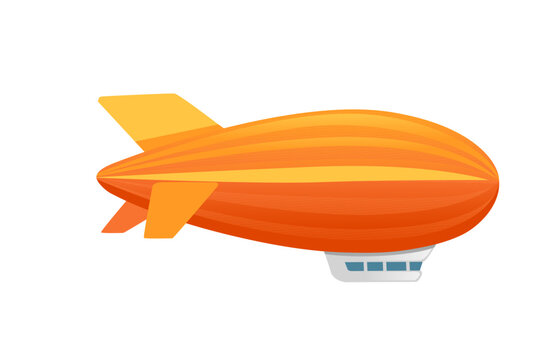 Commercial Airship Orange Color Rigid Airship Vector Illustration Isolated On White Background