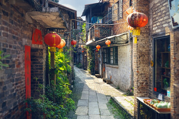 Around narrow streets  of ceramics Village, Ancient Nanfeng Kiln Cultural and Creative Zone, Shiwan...