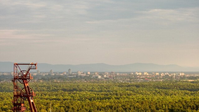View on the industrial town of Tychy, Upper Silesia, Poland