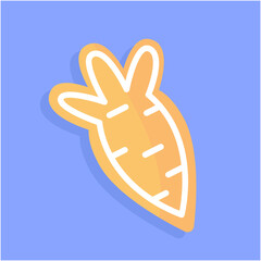 Gingerbread carrot in cartoon flat style isolated on the background. Christmas and happy new year illustration.