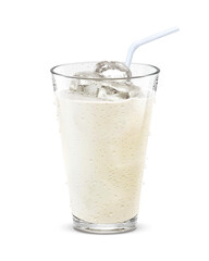 グラス 乳飲料 飲み物 氷 イラスト リアル ストロー