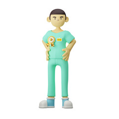 3D Doctor Character With Badge