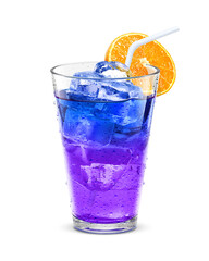 グラス バタフライピー 氷 オレンジ 飲み物 イラスト リアル 