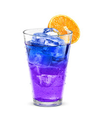 グラス バタフライピー 氷 オレンジ 飲み物 イラスト リアル 