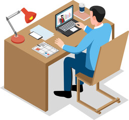 3D isometric E-learning platform, innovative education and online courses concept. Clipart Transparent PNG Hd