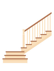Wood stairs indoor construction classic design vector illustration isolated on white background