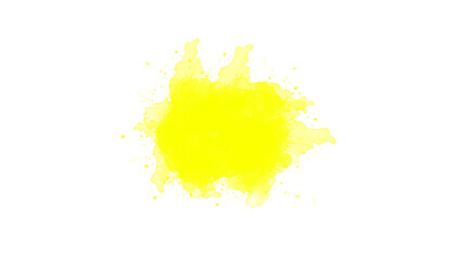 Yellow color transparent brush stroke. watercolor paint brush stroke. ink splash transition. Abstract inkblot, splat, fluid art, overlay, alpha matte composition, spread on a transparent background. 