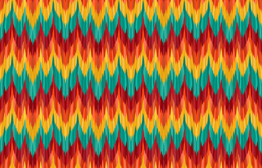 Zigzag ikat patterns. Geometric tribal vintage retro style. Ethnic fabric ikat seamless pattern. Indian navajo aztec african ikat print vector. Design for backdrop texture wallpaper clothing textile.