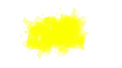 Fototapeta premium Yellow color transparent brush stroke. watercolor paint brush stroke. ink splash transition. Abstract inkblot, splat, fluid art, overlay, alpha matte composition, spread on a transparent background. 