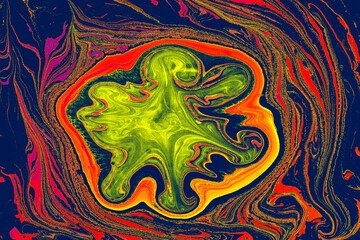 Abstract creative round marble pattern texture. Traditional art of Ebru marbling