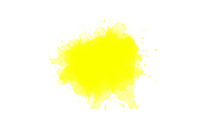 Yellow color transparent brush stroke. watercolor paint brush stroke. ink splash transition. Abstract inkblot, splat, fluid art, overlay, alpha matte composition, spread on a transparent background. 