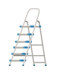 Steel folding portable ladder household equipment vector illustration isolated on white background