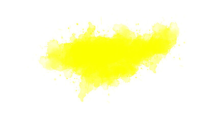 Fototapeta premium Yellow color transparent brush stroke. watercolor paint brush stroke. ink splash transition. Abstract inkblot, splat, fluid art, overlay, alpha matte composition, spread on a transparent background. 