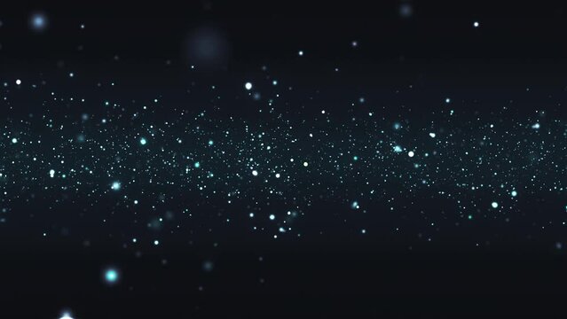 Animated space background loop with flickering blue light particles on black background
