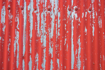 Corrugated red iron weathered sheet wall texture for background