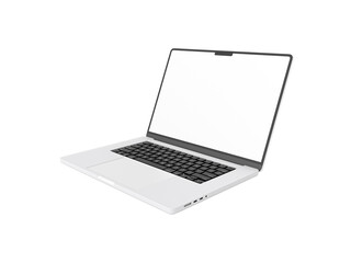 Macbook pro 2021 New and Latest Laptop 2022 for mockup and responsive website. 2022 macbook with blank screen on white background. In transparent png