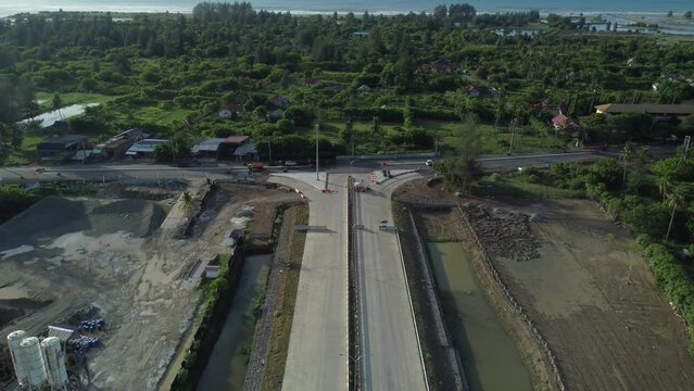 Aerial view of Sigli Banda Aceh (Sibanceh) Toll Road, Aceh, Indonesia.
