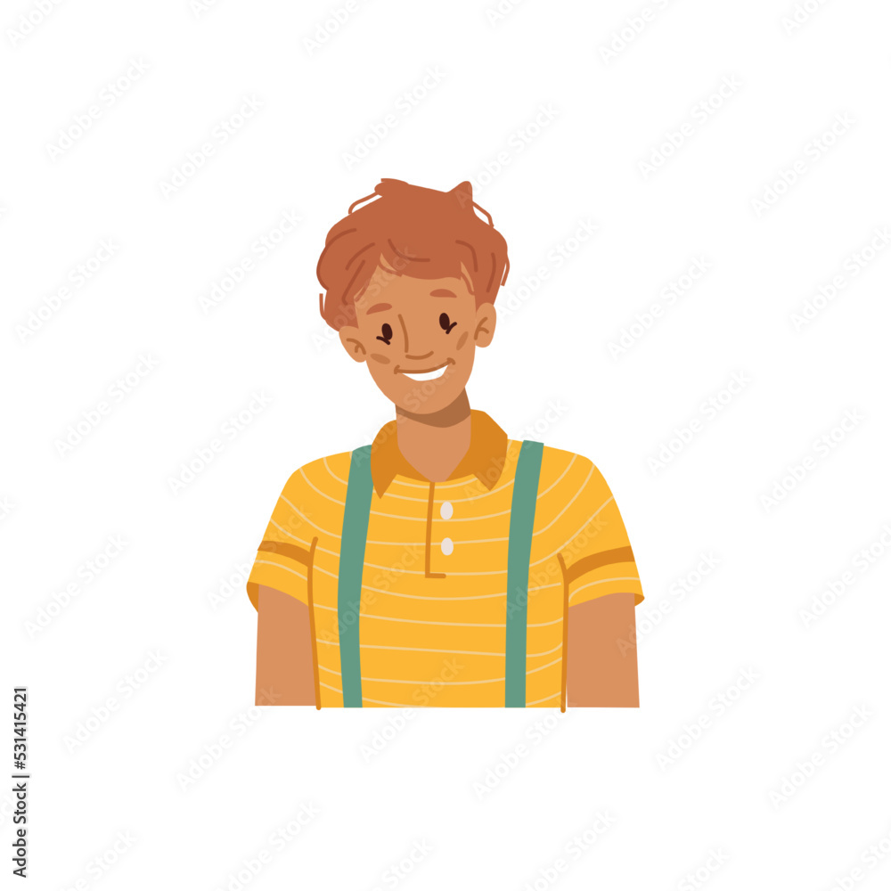 Poster portrait of smiling young man, isolated child with pleasing facial expression. happiness and content