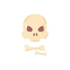 Human remains, isolated scary skull and bones remnants. Corpse of dead body, witchery or halloween decoration for party celebration. Vector in flat cartoon style
