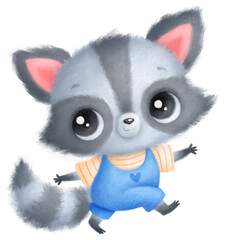 Transparent illustration of cute cartoon animals raccoon png © Bonbonny