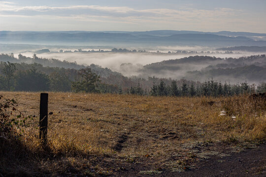 Beautiful morning view on the hilly countryside of the Belgium Bulge near Durbuy and Hotton