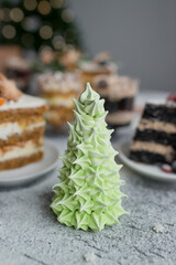 Marshmallow Christmas tree on the table