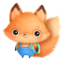 Transparent illustration of cute cartoon back to school animals fox PNG