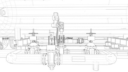 Naklejka premium Sketch of industrial equipment. Vector