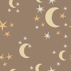 Obraz na płótnie Canvas Abstract stars and moon seamless pattern and digital paper