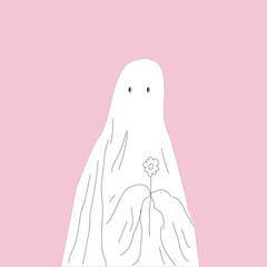 Cute Ghost with flower in hand.