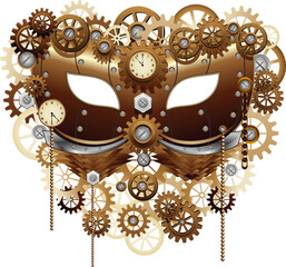 Steampunk Carnival Mardi Gras Venice Party Mask Retro Style Machine isoliert auf transparentem Hintergrund