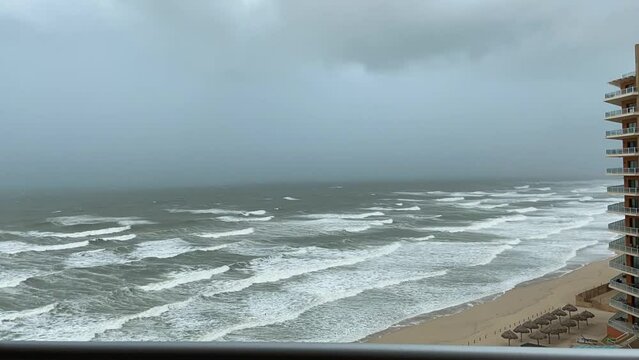 Hurricane kay pounding the Mexico coastline