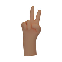 3d hand gesture. Emoticon sign. Showing two fingers. Peace and Winner concept. Isolated illustration