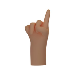 3d hand gesture.  Emoticon sign in side view. Showing one finger. Counting concept. Isolated illustration