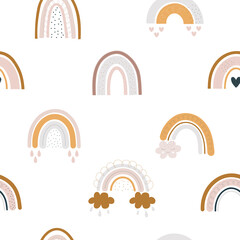 Seamless pink rainbow pattern. Excellent design for creating fabrics for children