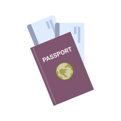 Traveling and tourism, isolated passport with tickets for air plane. Personal documents for commuting and crossing borders. Vector in flat cartoon style