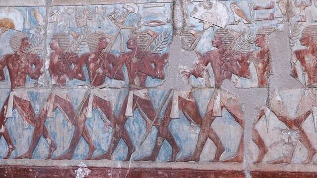 Ancient Wall Paintings In The Temple Of Hatshepsut, Egypt