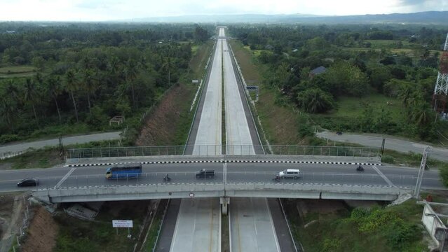 Aerial view of Sigli Banda Aceh (Sibanceh) Toll Road, Aceh, Indonesia.