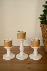 Chocolate pastries in a cup on the table