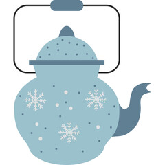 Tableware. Teapot with snowflakes