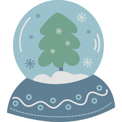 Christmas snow globe with New Year tree