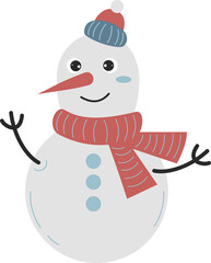 Snowman. new year character  in  knitted scarf