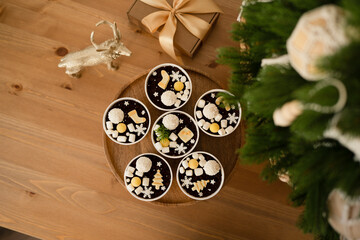 Chocolate pastries in a cup on the table