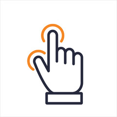 Linear hand gesture for action with touch screen. Moving hand across the touchscreen vector icon. 