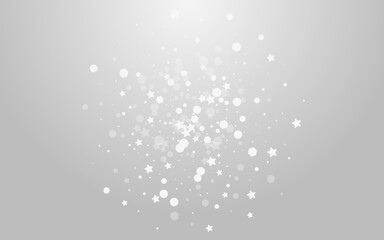 White Stars Vector Grey Background. Silver