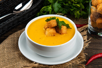 pumpkin soup with croutons