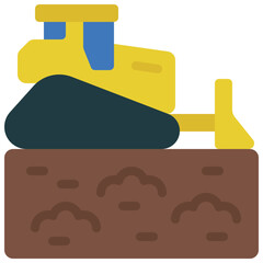 Bulldozer On Landfill Icon